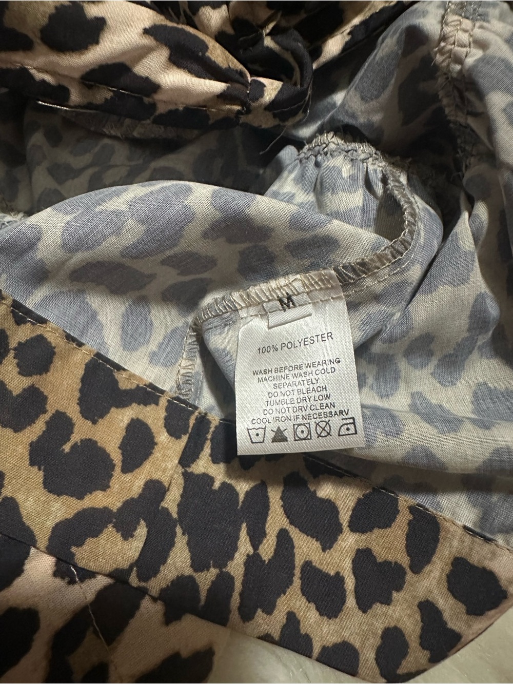 Leopard Print Puff Sleeve Peplum Blouse - with ties - Picture 2 of 3